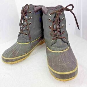 Snowy Creek Mens Winter Duck Boots Black Lace Up Thermolite Thin Insulation 9